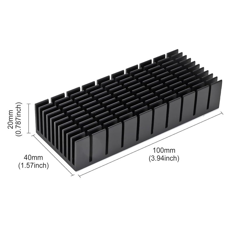 Manesi 2pcs 40mm Heatsink Kit 100mmx40mmx20mm + 3M8810 Thermal Conductive Adhesive Tape, Cooling Aluminium Heat Sink - Image 3